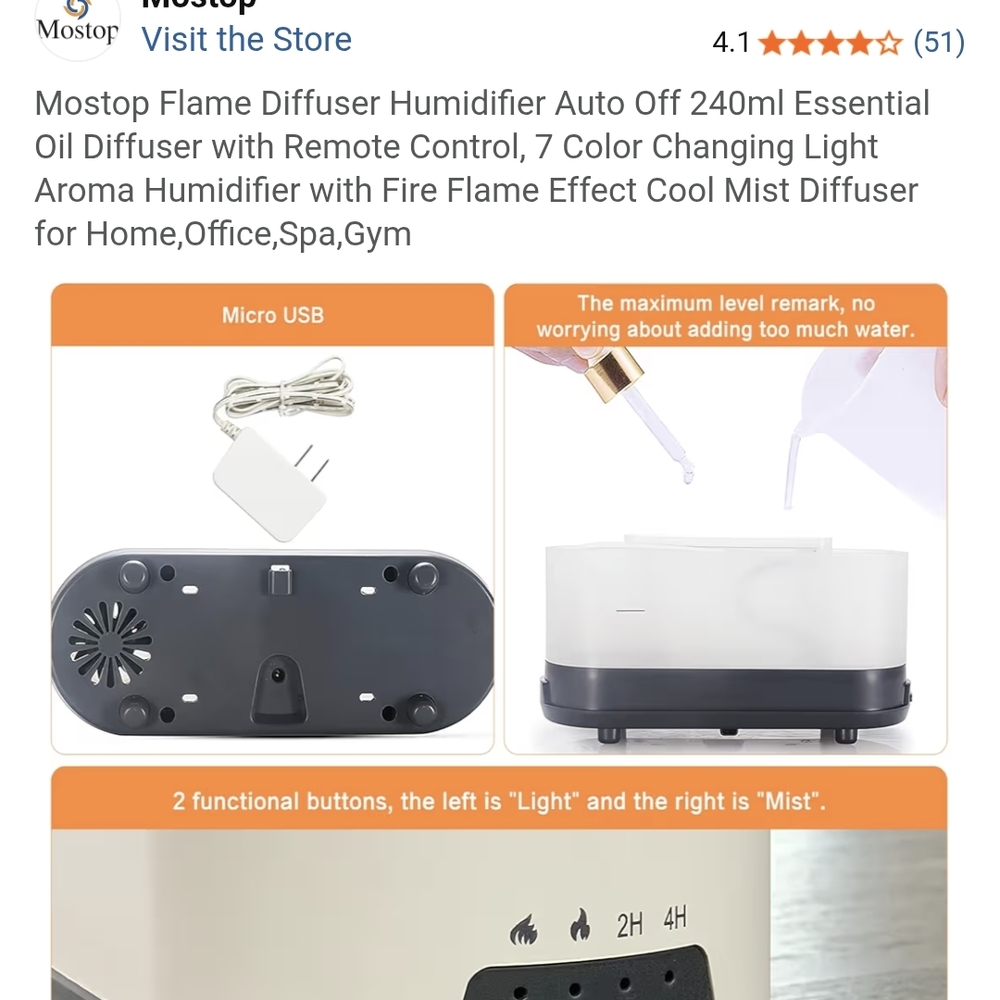 Aroma Diffuser with Remote Control NEW NEVER OPENED - Picture 6 of 9